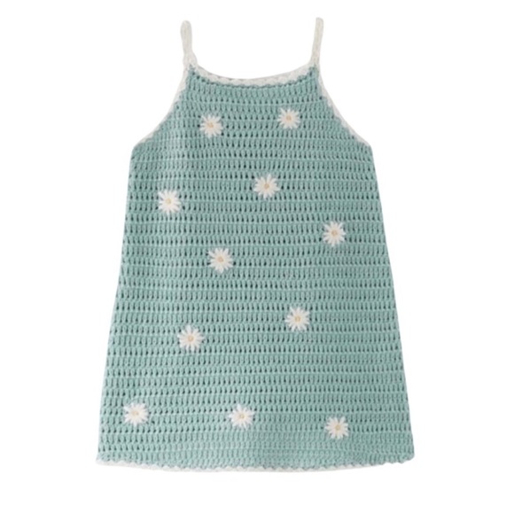 Zara | Dresses | Zara Green Daisy Floral Crochet Dress 34y | Poshmark